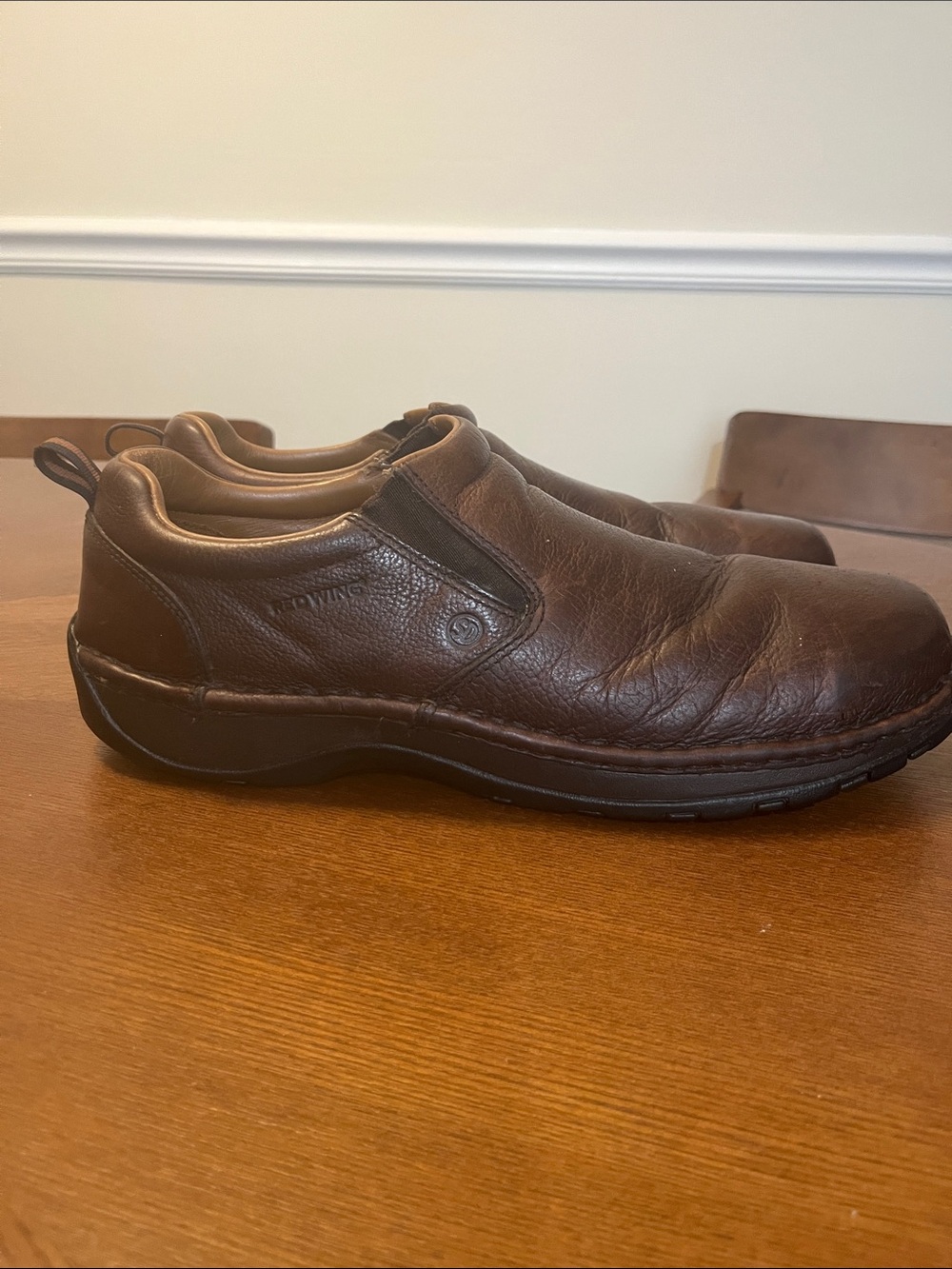 Red Wing Shoes Brown Leather Steel Toe Slip On Loafers Size 12